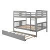 Ball & Cast Full Over Full Bunk Bed with Twin Size Trundle and Ladder,Wood Bunkbed w/Slat Support & Full-Length Guard Rail,Space Saving,Bedframe Furniture for Student Dorms,Studio,Gray view 4