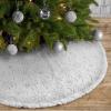 DegGod Plush Christmas Tree Skirts, 48 inches Luxury White Faux Fur Xmas Tree Base Cover Mat with Silver Snowflakes Pattern for Xmas New Year Home Party Decorations(White Silver,122CM) view 1