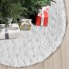 DegGod Plush Christmas Tree Skirts, 48 inches Luxury White Faux Fur Xmas Tree Base Cover Mat with Silver Snowflakes Pattern for Xmas New Year Home Party Decorations(White Silver,122CM) view 2