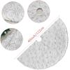 DegGod Plush Christmas Tree Skirts, 48 inches Luxury White Faux Fur Xmas Tree Base Cover Mat with Silver Snowflakes Pattern for Xmas New Year Home Party Decorations(White Silver,122CM) view 3