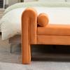PEIHONGET Velvet Bench for Bedroom End of Bed, 60.5- inch Upholstered Button Tufted Ottoman Bench with Rolled Arms, Button-Tufted Ottoman for Living Room, Entryway(Orange) view 4
