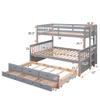 Ball & Cast Twin-Over-Full Bunk Bed with Twin-Size Trundle and Drawers,Separable Wood Bunkbed w/Full-Length Guard Rail & Slat Support,Space Saving,Bedroom Furniture for Student Dorms,Studio,Gray view 2