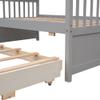 Ball & Cast Twin-Over-Full Bunk Bed with Twin-Size Trundle and Drawers,Separable Wood Bunkbed w/Full-Length Guard Rail & Slat Support,Space Saving,Bedroom Furniture for Student Dorms,Studio,Gray view 4