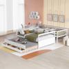 Ball & Cast Twin-Over-Full Bunk Bed with Twin-Size Trundle and Drawers,Separable Wood Bunkbed w/Full-Length Guard Rail & Slat Support,Space Saving,Bedroom Furniture for Student Dorms,Studio,White view 4