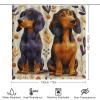HDESDIS 4Pcs Cartoon Dachshund Dog Shower Curtain Sets with Rugs, Toilet Lid Cover and Bath Mat, Vintage Balloon Leaf Bathroom Shower Curtains Set with 12 Hooks view 2