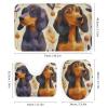 HDESDIS 4Pcs Cartoon Dachshund Dog Shower Curtain Sets with Rugs, Toilet Lid Cover and Bath Mat, Vintage Balloon Leaf Bathroom Shower Curtains Set with 12 Hooks view 3