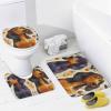 HDESDIS 4Pcs Cartoon Dachshund Dog Shower Curtain Sets with Rugs, Toilet Lid Cover and Bath Mat, Vintage Balloon Leaf Bathroom Shower Curtains Set with 12 Hooks view 4