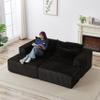 87" Modular Sectional Sofa Cloud Couch Oversized Chaise Lounge Plush Corduroy Upholstered Loveseat Sofa with Two Removable Ottoman Fluffy Modern Sleeper Sofas Bed for Living Room Bedroom, Black view 3