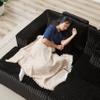87" Modular Sectional Sofa Cloud Couch Oversized Chaise Lounge Plush Corduroy Upholstered Loveseat Sofa with Two Removable Ottoman Fluffy Modern Sleeper Sofas Bed for Living Room Bedroom, Black view 4
