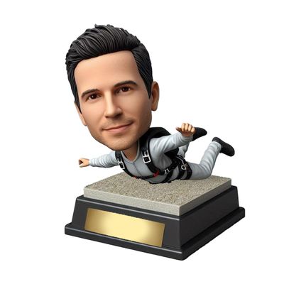 Customized Skydiving Bobblehead Figures Parachute Jumping 6-8'' Personalized Bobbleheads Men's Skydiving Adventures Extreme Sports Figurine Gift Office Decor for Father Partner Friend Family Member