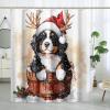 DESIHOM Christmas Bernese Mountain Dog Shower Curtain Set 62" W x 72" L, Puppy Xmas Cardinal Bathroom Decor, Pet Printed Fabric Bath Accessories view 1