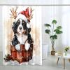 DESIHOM Christmas Bernese Mountain Dog Shower Curtain Set 62" W x 72" L, Puppy Xmas Cardinal Bathroom Decor, Pet Printed Fabric Bath Accessories view 2