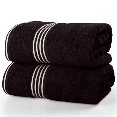 Bath Towels - 2PC 500GSM 100% Cotton Towel Set - 35x70in Extra Large Quick Drying Bath Towels - Absorbent Bath Sheets for Bathroom by Lavish Home (Black)