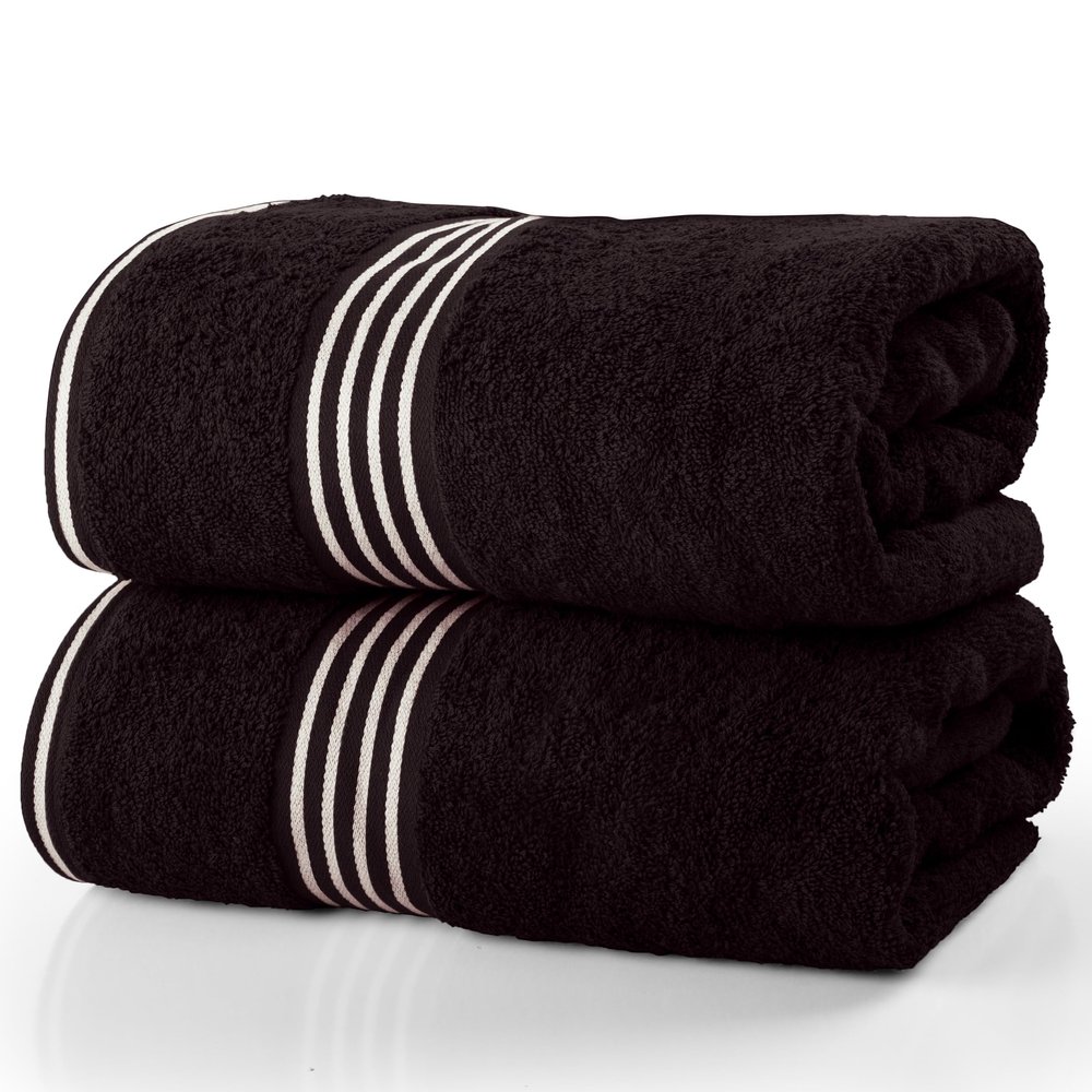 Bath Towels - 2PC 500GSM 100% Cotton Towel Set - 35x70in Extra Large Quick Drying Bath Towels - Absorbent Bath Sheets for Bathroom by Lavish Home (Black)