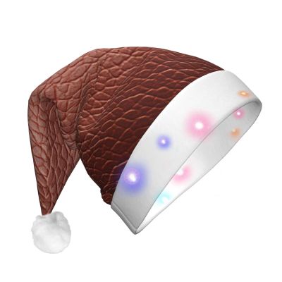 YKJJFVZ Brown Cowhide Print Christmas Hat,Santa Hat,Xmas Holiday Hat Classic,For New Year Party Supplies Gifts