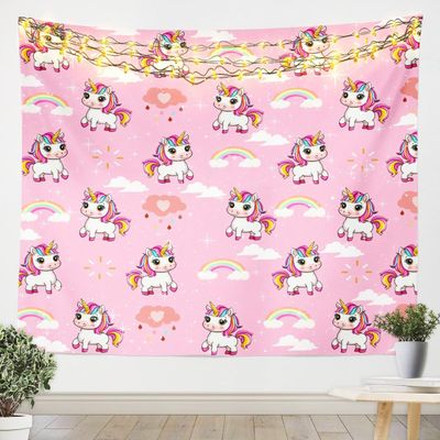 Homewish Cute Unicorn Tapestry Cartoon Rainbow Tapestries Art Home Decoration Bedroom Decor Living Room Door Lovely Horse Tapestry Wall Hanging Kawaii Theme Wall Hangings Art70.9x92.5