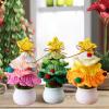 POTRUWE Unique Artificial Knitted Christmas Tree Potted, Adorable Mini Handcrafted Knit Tabletop Christmas Trees, Xmas Eve Festive Desktop Decor Cute Warm Holiday Accent (A) view 4