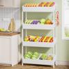 Tribesigns Wood Fruit and Vegetable Basket Stand Rack for Kitchen, Office, Store, Supremarket, Pantry Shelf Unit for Snacks, 4-Tier Wooden Utility Storage Shelves (White) view 1