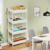 Tribesigns Wood Fruit and Vegetable Basket Stand Rack for Kitchen, Office, Store, Supremarket, Pantry Shelf Unit for Snacks, 4-Tier Wooden Utility Storage Shelves (White) view 3