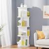 VECELO Rotating Bookshelf Tower, 360Revolving Bookcase, Round Book Shelf Rotating, Stackable Storage Display Rack Floor Standing for Kids&Adults Solid Wood, White view 2
