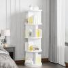 VECELO Rotating Bookshelf Tower, 360Revolving Bookcase, Round Book Shelf Rotating, Stackable Storage Display Rack Floor Standing for Kids&Adults Solid Wood, White view 3