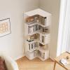 JIXDILO Modern Vertical Corner Bookshelf,Solid Wood Wall Corner Bookcase with Shelves & Open Back,Tall Storage Shelves Corner Shelf for Home Office(24" L x 24" W x 63" H, White) view 1