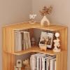 JIXDILO Modern Vertical Corner Bookshelf,Solid Wood Wall Corner Bookcase with Shelves & Open Back,Tall Storage Shelves Corner Shelf for Home Office(24" L x 24" W x 63" H, White) view 3