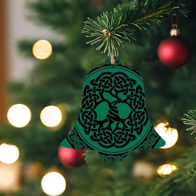 Celtic Christmas Ornament,Tree of Life with European Illustration, Christmas Decoration, Holiday Present Idea, Bauble Present - Xmas Tree Hanging Decoration,Bell - 1 Pack