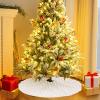 Christmas Tree Skirt White Plush 48 inch Faux Fur Xmas Tree Skirt Soft Plush Stripe Textured Pattern for Holiday Party Christmas Tree Decorations view 2