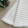 Christmas Tree Skirt White Plush 48 inch Faux Fur Xmas Tree Skirt Soft Plush Stripe Textured Pattern for Holiday Party Christmas Tree Decorations view 4