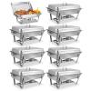 PRIJESSE 8 QT Chafing Dish High Grade Stainless Steel Chafer Complete Set, Silver Food Wamer with Half Size Food Pan, Metal Handle for at least 8 People (8 Pack) view 1