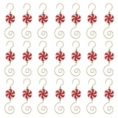 INCREWAY Christmas Ornament 30PCS S-Shaped Hangers, Christmas Decoration Hanger, Metal Hooks Lollipop Decor Hooks, Red