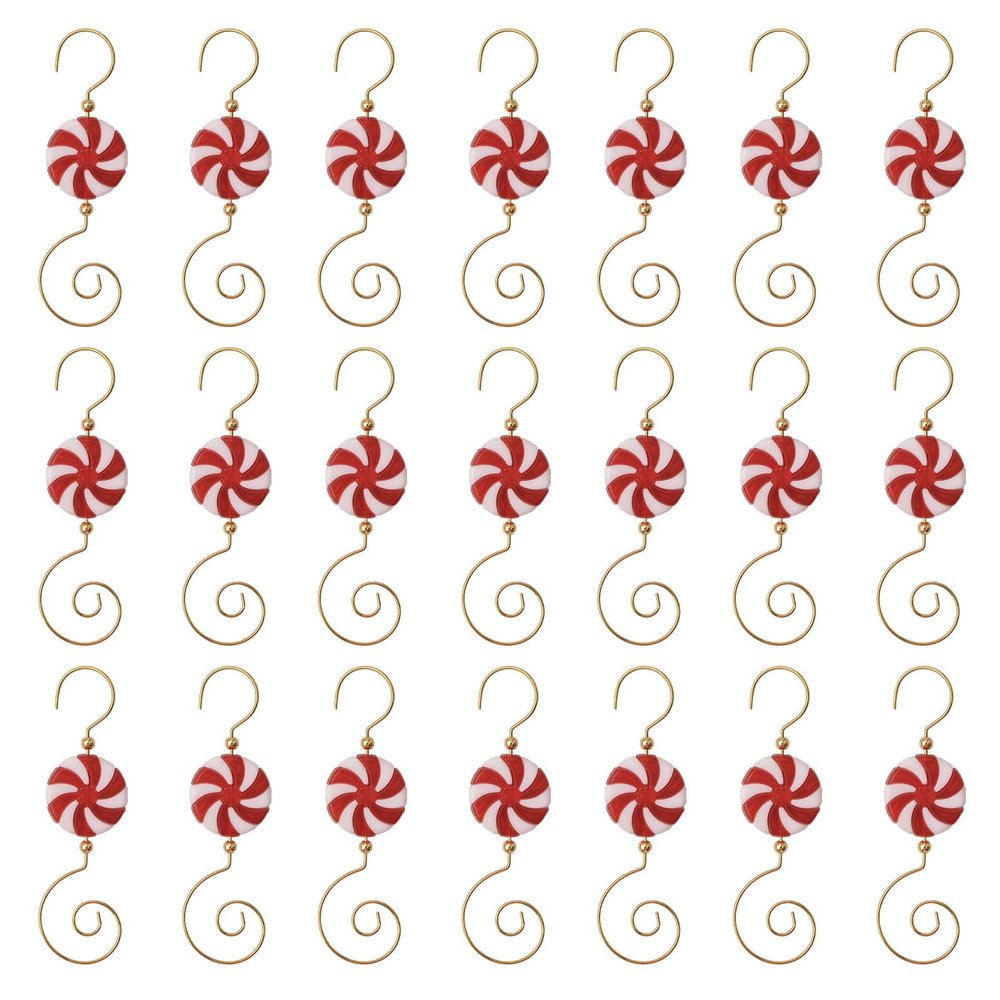 INCREWAY Christmas Ornament 30PCS S-Shaped Hangers, Christmas Decoration Hanger, Metal Hooks Lollipop Decor Hooks, Red