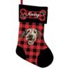 JaeTou Irish Wolfhound Dog with Red and Black Buffalo Plaid Christmas Stocking Custom Xmas Tree Hanging Stockings 14.4" view 1