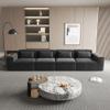 149" Modular Sectional Sofa, Corduroy Cloud Sectional Couch with Deep Seat, Comfy 4 Seater Sectional Couches for Living Room, Apartment, Office, Black view 1