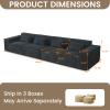 149" Modular Sectional Sofa, Corduroy Cloud Sectional Couch with Deep Seat, Comfy 4 Seater Sectional Couches for Living Room, Apartment, Office, Black view 2