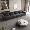 149" Modular Sectional Sofa, Corduroy Cloud Sectional Couch with Deep Seat, Comfy 4 Seater Sectional Couches for Living Room, Apartment, Office, Black view 3