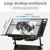 KJLYLPP Folding Art Desk/Drafting/Drawing Table/Craft Desk with Adjustable Height 74-93Cm, 2 Drawers and 0-80 Tiltable Tabletop, Tempered Glass, Load Capacity 220 Lb view 2