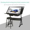 KJLYLPP Folding Art Desk/Drafting/Drawing Table/Craft Desk with Adjustable Height 74-93Cm, 2 Drawers and 0-80 Tiltable Tabletop, Tempered Glass, Load Capacity 220 Lb view 3