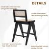 ChicAura 26" Rattan Bar Stools Set of 4, Mid Century Modern Wicker Counter Stools with Woven Back and Footrest Armless, Wood Legs Bar Chair for Kitchen Island Dining Room Home Pub Bistro, Black view 3