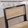 ChicAura 26" Rattan Bar Stools Set of 4, Mid Century Modern Wicker Counter Stools with Woven Back and Footrest Armless, Wood Legs Bar Chair for Kitchen Island Dining Room Home Pub Bistro, Black view 4