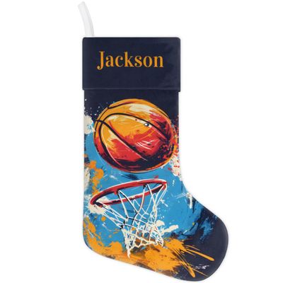 SPYORBKX Personalized Christmas Stockings with Name Custom Kids Xmas Hang Stockings Holiday Decor Basketball Stocking for Decoration