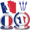 gisgfim 96Pcs French Flag Party Supplies Paper Plates Napkins view 1