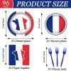 gisgfim 96Pcs French Flag Party Supplies Paper Plates Napkins view 2