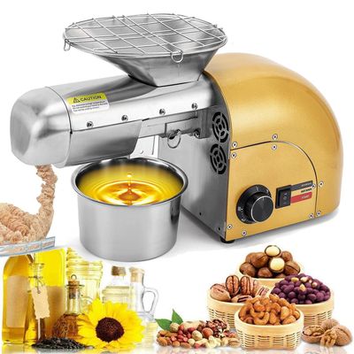 1800W Automatic Household Commercial Oil Press Machine Stainless Steel Small Oil Extractor Coconut Oil Extraction Machine (Gold 110V)