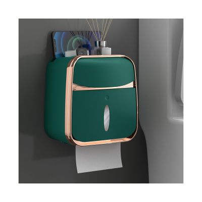 FETGKNBM2 Commercial Wall Mounted Toilet Paper Dispenser with Drawer Self Adhesive Tissue Box Dispenser Double-Layer Hand Towel Holder for Home Commercial Bathroom Restroom