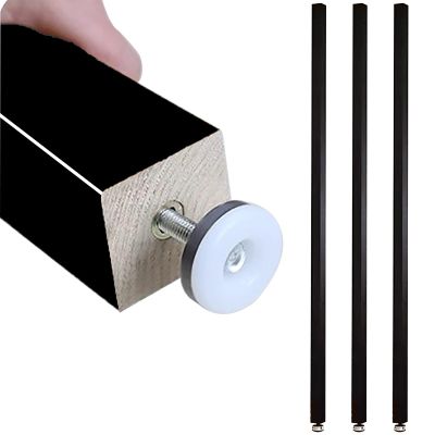 Elitix 3 Pack House Support Divider Posts with Adjustable Feet, Wall Partition Room Floor to Ceiling Slats 2 to 8 Ft, Room Column Separation Rod Holder(Black,145cm(4.7ft))