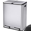 Arlopu 16Gal Dual Trash Can w/2 Built-in Box for Odor Control, Hands-Free Kitchen Garbage Bin, Recycle Waste Dustbin, Soft-Close Lid, 2 Buckets,Foot Pedal, Side Handle, Airtight,for Home (Silver) view 1