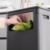 Trash Can 25 L/6.6 Gallon Kitchen Trash Can with Lid, Press Top Trash Bin, Space Saving Plastic Garbage Bin with Handle for Living Room Office Hotel Commercial Trash Can Wastebasket(Black) view 4