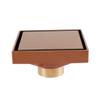 Invisible Shower Floor Drain Tile Insert 4 Inch Square Shower Floor Drain Removable Cover, Brass Bathroom Drainer with Hair Strainer for Kitchen Washroom Garage Basement(Rose Gold) view 1